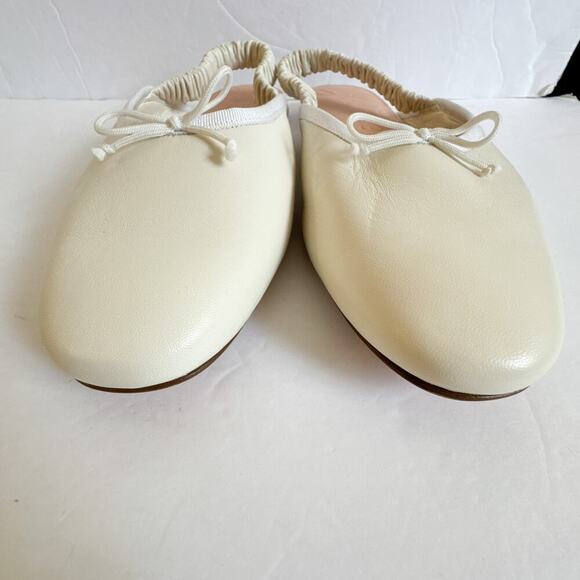 J.Crew Zoe Ballet Scrunchy Slingback Flats Ivory Leather Size 10.5 - Picture 3 of 12